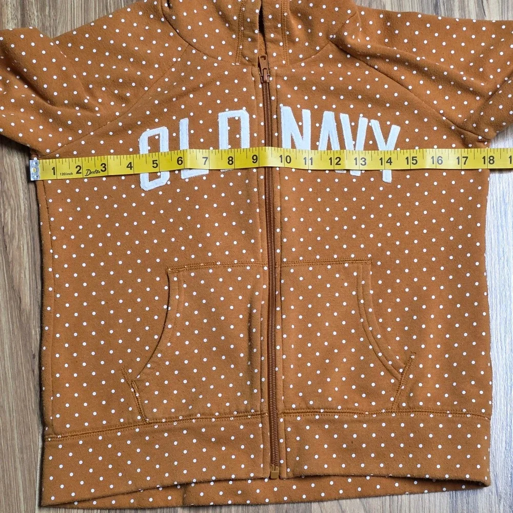 Old‎ Navy Zip Up Hoodie Sweatshirt Girl's Size L 10 12 Mustard Yellow Polkadot